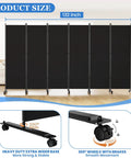 6-Foot Folding Privacy Screen With Lockable Wheels Freestanding 6-Panel Room Divider For Home Dorm Studio Or Office