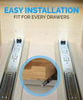 Built Tough 12 Inch Side Mount Drawer Slides One Pair Full Extension Ball Bearing Cabinet Glides Auto Lock Dresser Runners in installation view.