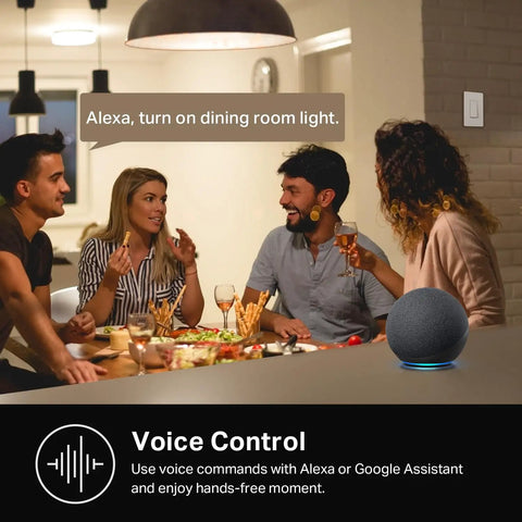 People using HS200 Smart Light Switch Single Pole With Neutral Wire Required 2.4GHz WiFi Works With Google Home UL Certified in dining room