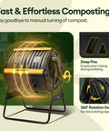 Outdoor Dual Chamber 53 Gallon Compost Tumbler With 360 Degree Spin Sliding Doors Solid Steel Frame Built In Mixing Bars