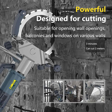 Rock Solid Heavy Duty Electric Ring Saw For Concrete Masonry Walls With Integrated Water Pump Cooling And 27 Cm Deep Cut Capacity Job Site Ready Contractor Wall Chaser Smooth Operator Power Tool Kit cutting through masonry.