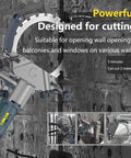 Heavy Hitter Electric Ring Saw Wall Cutting Machine With Integrated Water Pump And 27 Cm Cut Depth Knockout Concrete Circular Saw for precise wall openings.