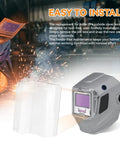 Front Cover Replacement Lenses Pro Grade For T94 T94i And T94-ARC Welding Helmets shown in easy installation process