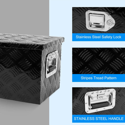 Beefy Heavy Duty Aluminum Truck Bed Tool Box 44 Inch Wide Diamond Plate Waterproof Storage Case with side handle and lock