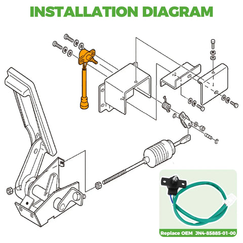 Throttle Sensor Replacement For Yamaha Electric Golf Carts G19 G20 G21 G22 Direct Fit Easy Install OEM Cross Reference Durable Plug And Play Sensor For Smooth Acceleration And Reliable Performance, installation diagram