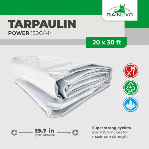 Clear 20x30 Ft Beefy Heavy Duty Tarps Waterproof And Tear Resistant Multipurpose Cover for outdoor use and camping.