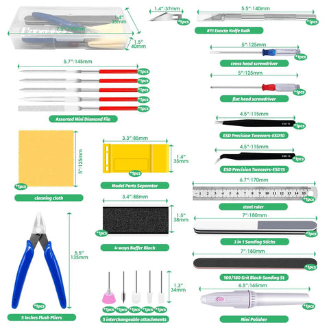 Gundam Hobby Modeling Tool Kit 28Pcs For Builders And Hobbyists Pro Grade Modeling Tools with pliers, cutters, files, and case.