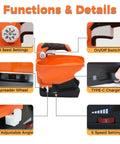 Diagram showing functions of Seed And Fertilizer Spreader Handheld Lawn And Salt Spreader Type C, including 3.3 L hopper and controls.