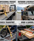 Tough As Nails Heavy Duty Ratchet Straps 2 Pack 2 Inch By 20 Feet Tie Down Gear securing cargo, kayaks, and motorcycles.