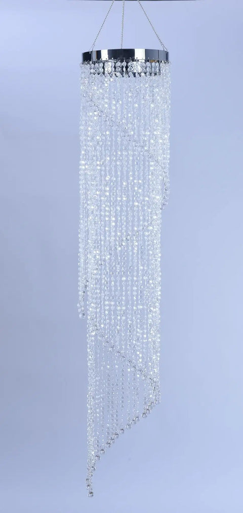 Faux Crystal Sparkling Iridescent Spiral Beaded Chandelier Ready to Hang for Wedding Centerpieces and Event Decor 8.5 Inch Diameter and 48 Inch Hanging Length Adds Glam to Parties and Home Tables