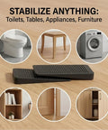Trimmable Rubber Shims For Wobbly Furniture resting on a wooden floor, suitable for stabilizing tables, toilets, and appliances.