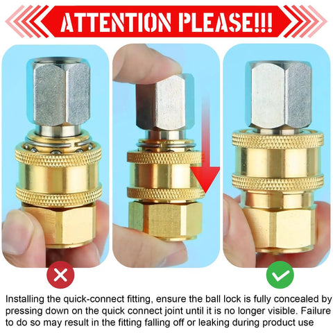 Brass Pressure Washer Quick Connect Fittings 3/8 Inch To Female NPT Socket 2 Pack Heavy Duty No Fuss Boss Grade Couplers usage instruction.