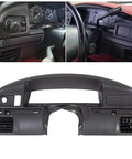 Front view of ECOTRIC dash panel bezel replacement for 1992–1997 Ford Bronco/F-150; black plastic