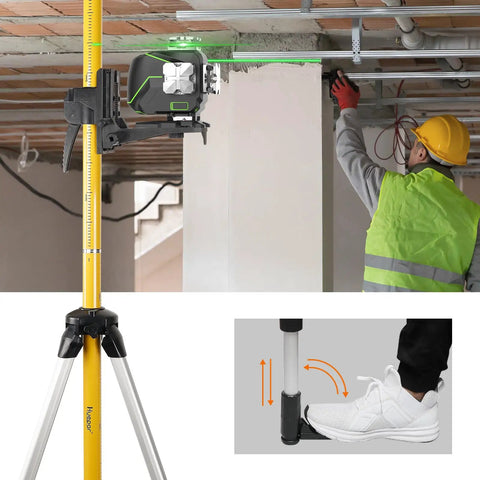 12 Foot Telescoping Pole For Laser Level Mounts On The Job Site With Adjustable Height For Rotary And Line Lasers Mounting One Quarter Inch By Twenty Inch Tripod Included Five Eighths Adapter Nut LP36