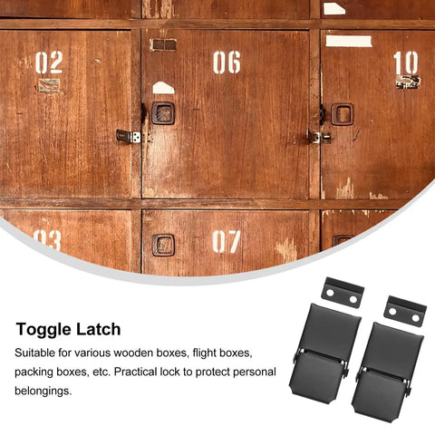 Two Pack Stainless Steel Hasp Buckle Locks With Easy Operation For Storage Cases Black Toggle Latch on wooden lockers