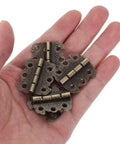 Mini Butterfly Hinges 90 Degree Folding Set With 20 Pcs Vintage Zinc Alloy Hardware in hand, decorative retro bronze pattern