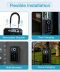 Smart Key Lock Box With Bluetooth Unlock Fingerprint Recognition TTLock App Control for wall, door, fence mount installation