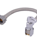Stainless Steel Braided Toilet Connector With Built-In Angle Stop Valve, 1/2 In Push-To-Connect Inlet To 7/8 In Ballcock