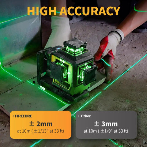 360 Self Leveling Laser Level With 60 Inch Tripod And One Thirteenth Inch Accuracy, green line laser on floor during construction