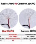Real Thick 18 AWG DC Pigtail Barrel Plug Connector Cable 10 Pair 12V 5A Heavy Gauge Power Leads With 0.14mm Copper Strands For DIY Projects Battery Cable RC Car, compared with common 22AWG