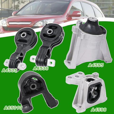 Honda CRV Engine Mount Kit 2.4L 2007 2008 2009 2010 2011 Five Piece Transmission Mount Set Replacing A65010 A4595 A4598 A4535 A4536