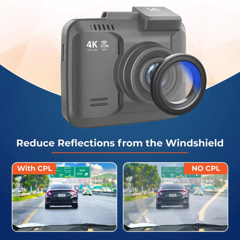 Anti-Glare Circular Polarizer CPL Filter For R2-4K Dash Cam Series Pro, R2-4K PRO, And R2-4K DUAL With USB C Compatibility