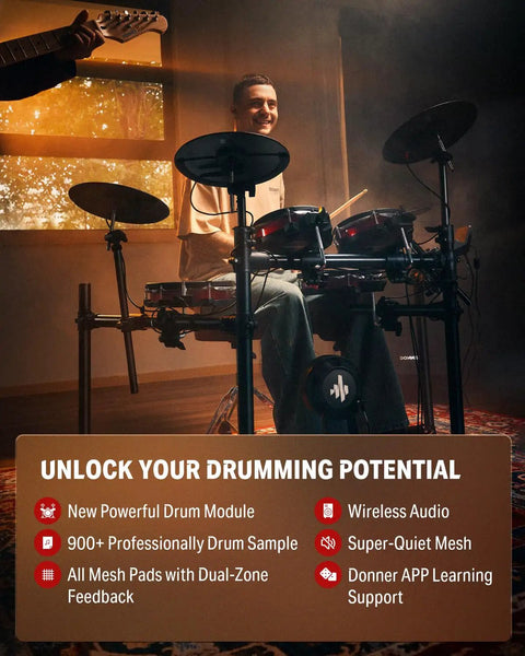Electric Drum Set For Adults Full Size That Feels Pro With 10 Inch Quiet Mesh Pads 12 Inch Crash Cymbals 100 Kits 900 Plus Sounds