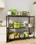Heavy Duty 3 Tier Wire Shelving Unit With 1200 Lbs Capacity, 48 Inch Long By 20 Inch Wide By 47 Inch High Industrial Storage Rack For Garage, Kitchen, Laundry, Basement, Rust Resistant, Adjustable Shelves in kitchen with appliances