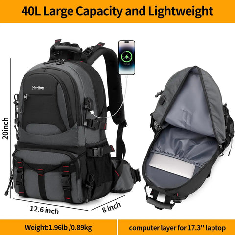 40L Hiking Backpack Lightweight Outdoor Daypack ✓