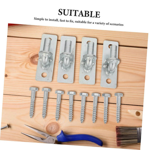 Heavy Duty Wall Mount Gate Hinges Built Tough Galvanized Steel Rust Proof Fence Hardware screws and brackets on wood surface.