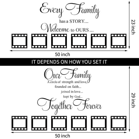 Circle Family Wall Decals 12 Piece Photo Frame Set Cozy Living Room Vibe Our Family Is A Circle And Every Family Has A Story Black Wall Art