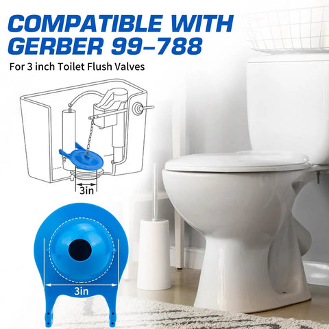 3 Inch Toilet Flapper Replacement Kit For 99 788 Model Compatible With 3 Inch Flush Valves With Two Handle Chains Water Saving And No Fuss Easy Install For Efficient Home Flushing, blue 3-inch toilet flapper shown with 99-788 valve diagram