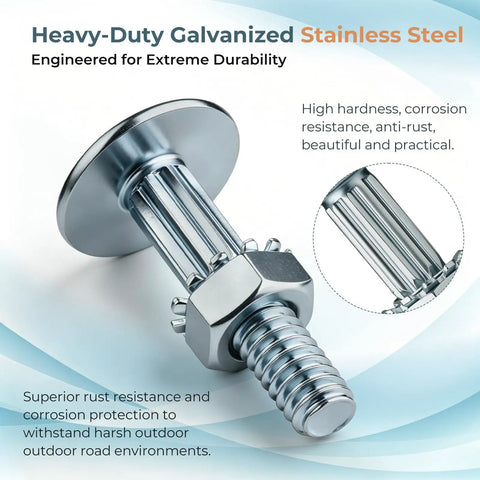 Beefy 50 Pack One And A Quarter Inch Carriage Bolt And Nut Kit For Box Trucks And Roll Up Doors Replacement Hardware Set With Lock Nuts Heavy Duty Steel Easy To Install Rust Resistant Universal Fit For Most Trailers stainless steel bolt and nut close-up