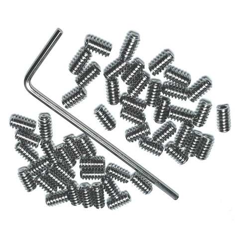 25 Piece 5-40 X 1/4 Inch 304 Stainless Steel Hex Socket Set Screws Grub Screws With 1/16 Inch Allen Wrench on white background