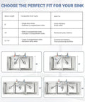 Chart showing sink compatibility for Heavy Duty Eight Inch Center Wall Mount Commercial Sink Faucet, ideal for various kitchen setups.