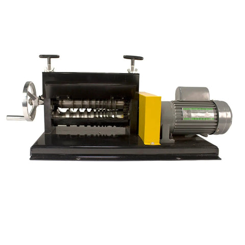 Pro Grade Bench Top Automatic Electric Wire Stripper With Emergency Stop, Safety Guards, Adjustable Blades, 8 Holes, Hand Crank Backup