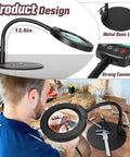 10X Magnifying Lamp With Light And Stand, 12.6 Inch Gooseneck Desk Magnifier in use for detailed crafting work on a desk