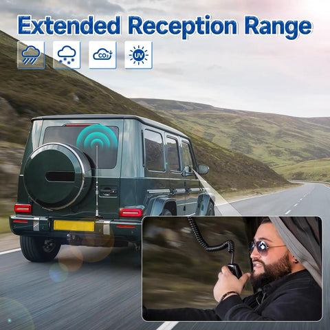 Vehicle Mobile Ham Radio Antenna For VHF UHF 136-174MHz And 400-470MHz With Lip Mount Bracket on car with driver using radio