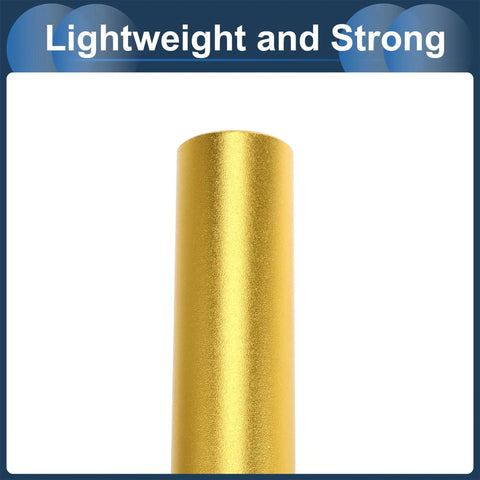 Universal 27.2x350mm Bike Seat Post In Gold Tone Aluminum Alloy, extra long, lightweight and strong shown in close-up angle.