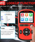 OBD2 Scanner AutoLink AL549 Pro Grade Diagnostic Tool showing DTC lookup function and interface for cars and SUVs.