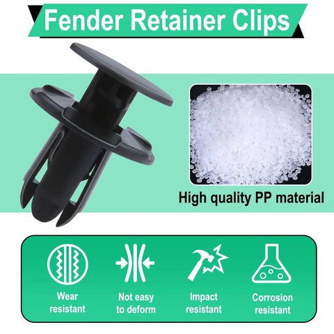 20 Pcs Fender Liner Push Type Retainer Clips For Bumper And Engine Under Cover, Durable PP Plastic, Fits 8 mm Holes