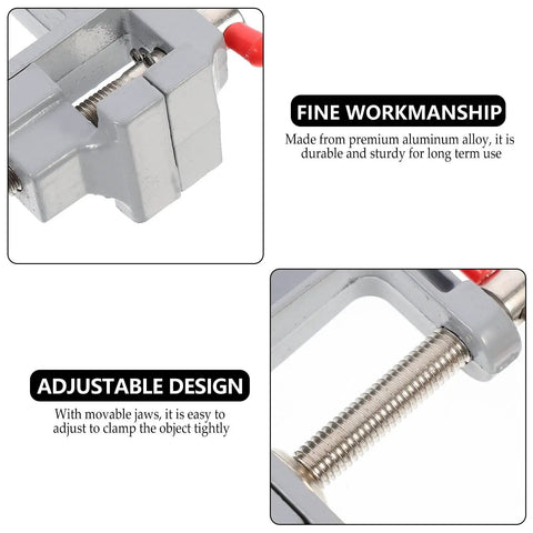 Close-up of Dope Mini Aluminum Bench Vise Clamp For Jewelry Crafting Woodworking And Hobby Projects Portable Table Repair Tool