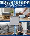 Weatherproof Poly Mailers 14.5x19 Inches 1000 Pack durable self-seal mailing envelopes shown in use for ecommerce packaging.