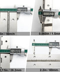 Marine Grade Heavy Duty Piano Hinge 48 Inch By 2 Inch Wide Solid Stainless Steel 0.060 Thick,  measuring thickness and width with calipers.