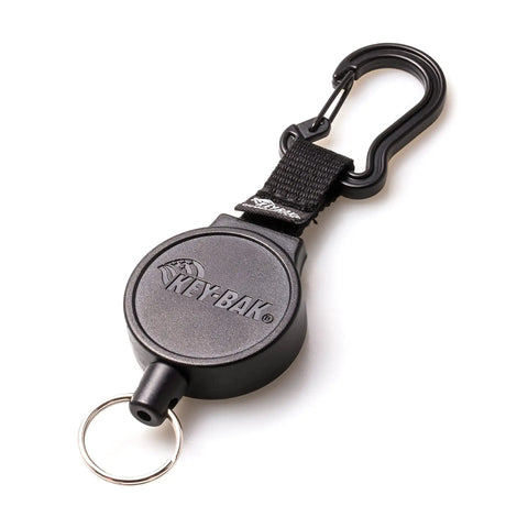 Retractable Carabiner Keychain With 36 Inch Cord, Built Tough As Nails, Holds Up To 6 Oz, Heavy Duty Aramid Fiber Cord, black housing
