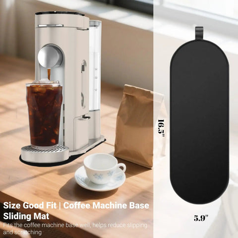 Sliding Pad For Single Serve Coffee Makers PB051 PB041 with espresso machine on wooden countertop
