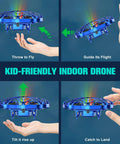 Hand Operated Kids Drone With AI Motion Sensor, Rechargeable Mini Quadcopter That Auto Hover, 360 Flip Roll, instruction steps