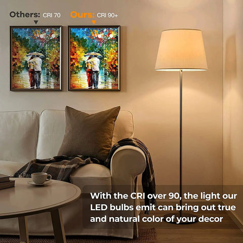 Comparison of two paintings under different lighting with Dimmable 6W Tubular LED Bulb For Cabinets And Display Areas Soft White 3000K