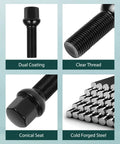 Image showing Twenty Premium 14x1.5 Extended Lug Bolts With A Robust Forty Millimeter Long Shank And Sixty Four Millimeter Overall Length features.