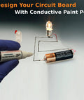 Conductive Paint Pen for Quick Circuit Repairs and EMF Shielding, nanotech enhanced conductivity with precision fine tip in use.